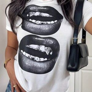 Graphic Tee with Lip Print